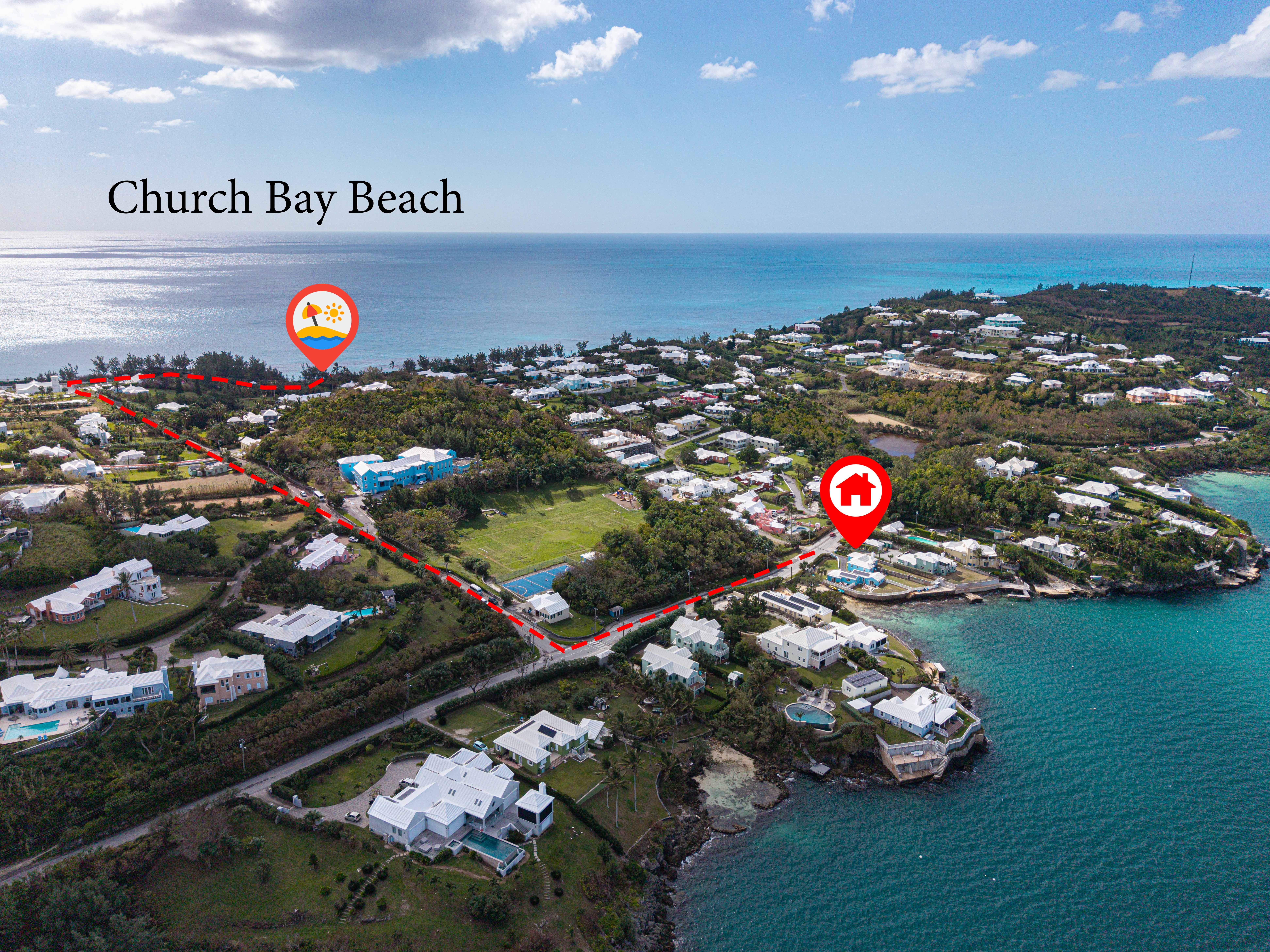 Blue Water villa — walking distance to Church Bay Beach